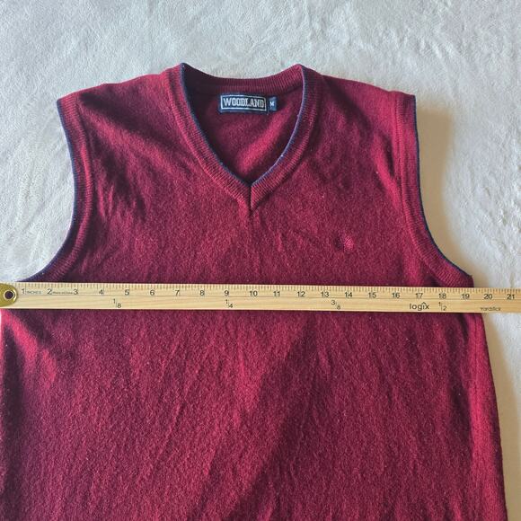 Men’s Lambswool Sweater Vest Red Knit Pullover V-Neck Sz M BusinessCasual Preppy - Picture 5 of 7